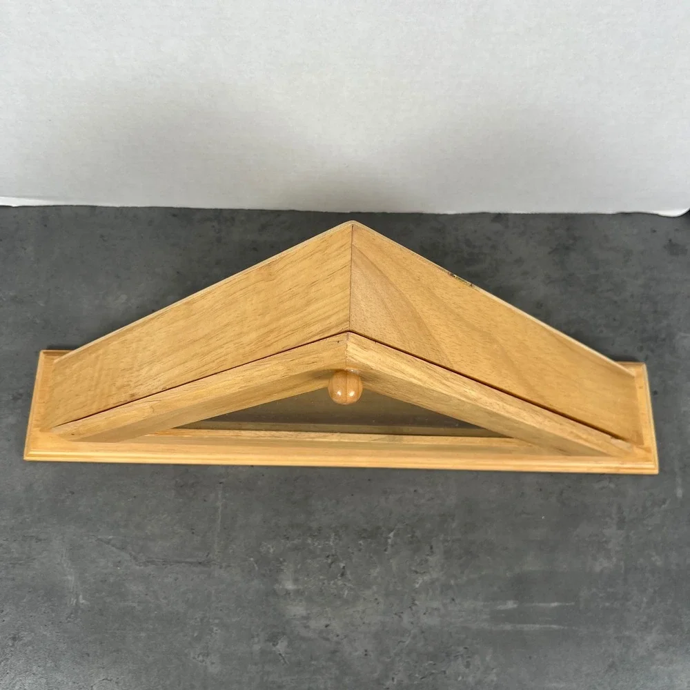 Wooden Triangle Flag Display Case Shadow Box Glass‎ Front Like New Open Box